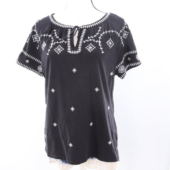 Talbots | Short Sleeve Embroidered Top Medium Cotton - Picture 3 of 5